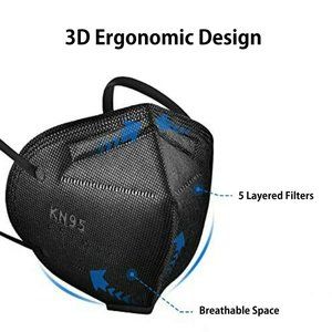 10PC KN95 BLACK MASK FOR OUTDOOR
